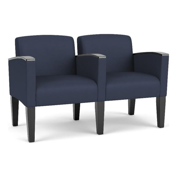 Belmont Lounge Reception Waiting 2 Seat Tandem Seating / Black Steel Legs / Blue