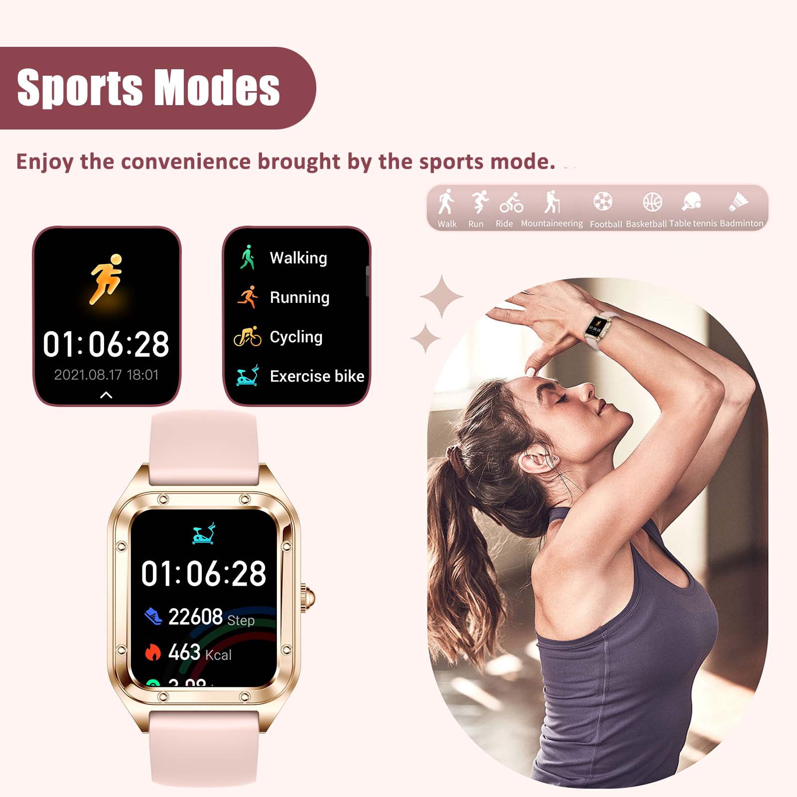 Cyberdyer Women's Smart Watch - 1.57'' HD Screen, Bluetooth Call, 21 Sports Modes, IP67 Waterproof, Heart Rate/Sleep Monitor for iPhone/Android