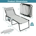 thumbnail image 3 of Gymax Folding Reclining Lounge Chaise 4-Position Backrest Portable Beach Chair Grey, 3 of 8