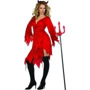 Siz.. COST-W NEW Red Economy Devil Costume Wings with Dress Belt & Horns - 