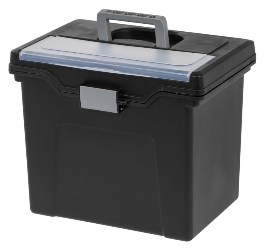 Office Depot Large Mobile File Box, Letter Size, 11 5/8in.H x 13 3/8in.W x 10in.D, Black/Silver, 110987