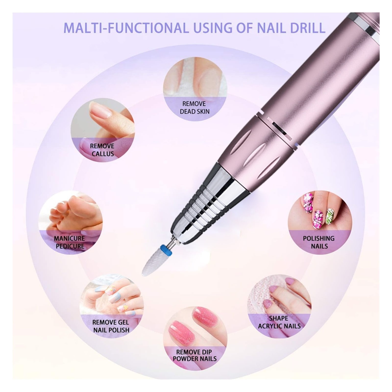 Portable Electric Nail Drill For Acrylic Nails, 35000RPM Nail File Manicure Pedicure Polishing, Nail Art Equipment Nail Salon Tool ,Low Noise