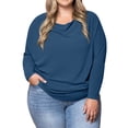 thumbnail image 2 of Women'S Long Sleeve Round Neck Soft Basic Batwing Sleeve Knitted Loose Pullover Autumn Fashion Clothing Navy Blue XXXL, 2 of 7