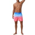 thumbnail image 2 of INSPIRE CHIC Men's Contrast Color Gradient Elastic Waist Summer Drawstring Beach Shorts 28 Blue Red, 2 of 6