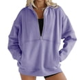 thumbnail image 3 of Long Sleeve Women Half Zipper Hoodies Lady Loose Sweatshirt, 3 of 4
