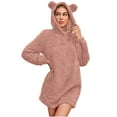 thumbnail image 2 of 2023 Charella Women's Fuzzy Long Hoodies Winter Warm Fleece Pullover Sweatshirt Pink,S, 2 of 9