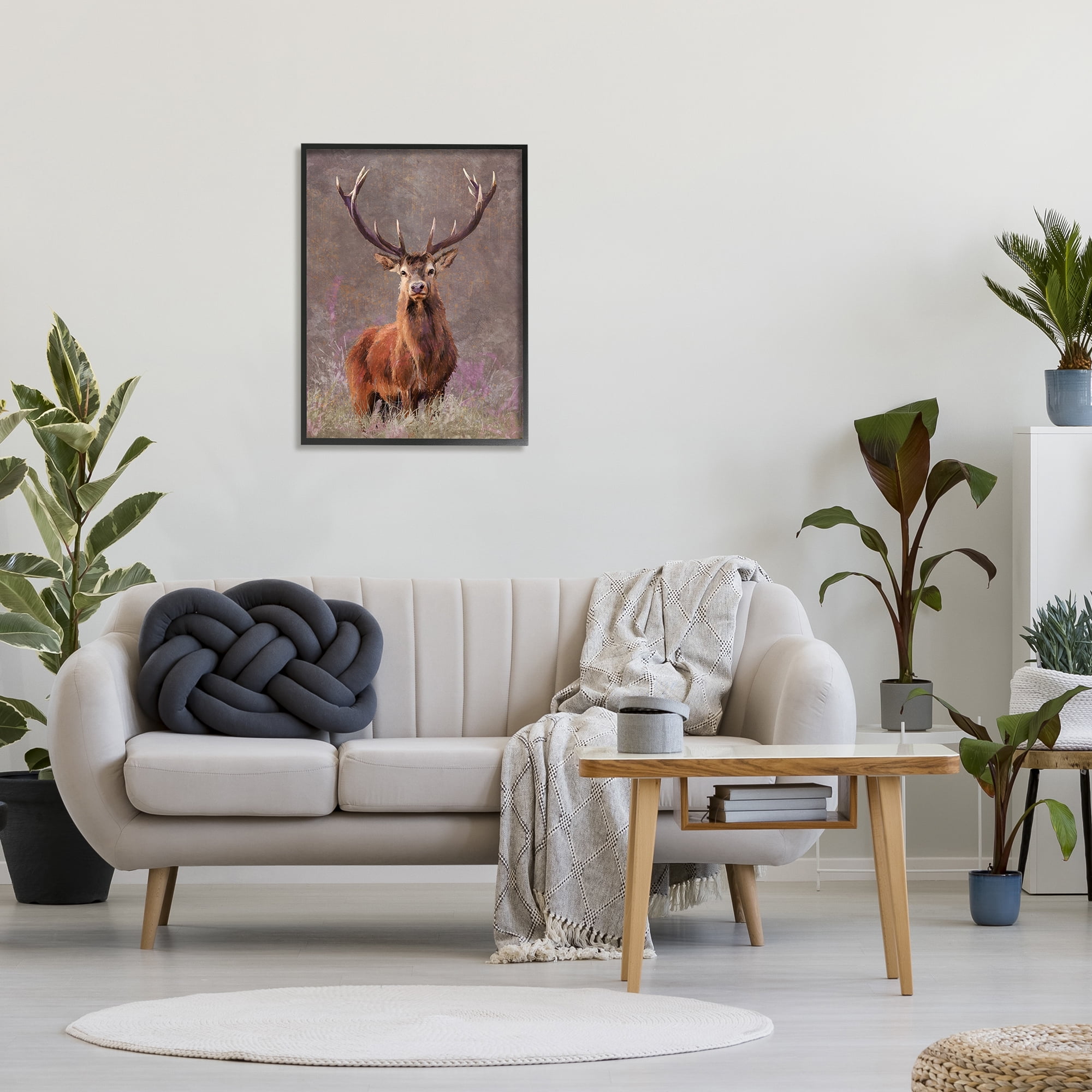 Stupell Elk Portrait Forest Grove Animals & Insects Painting Black Framed Art Print Wall Art