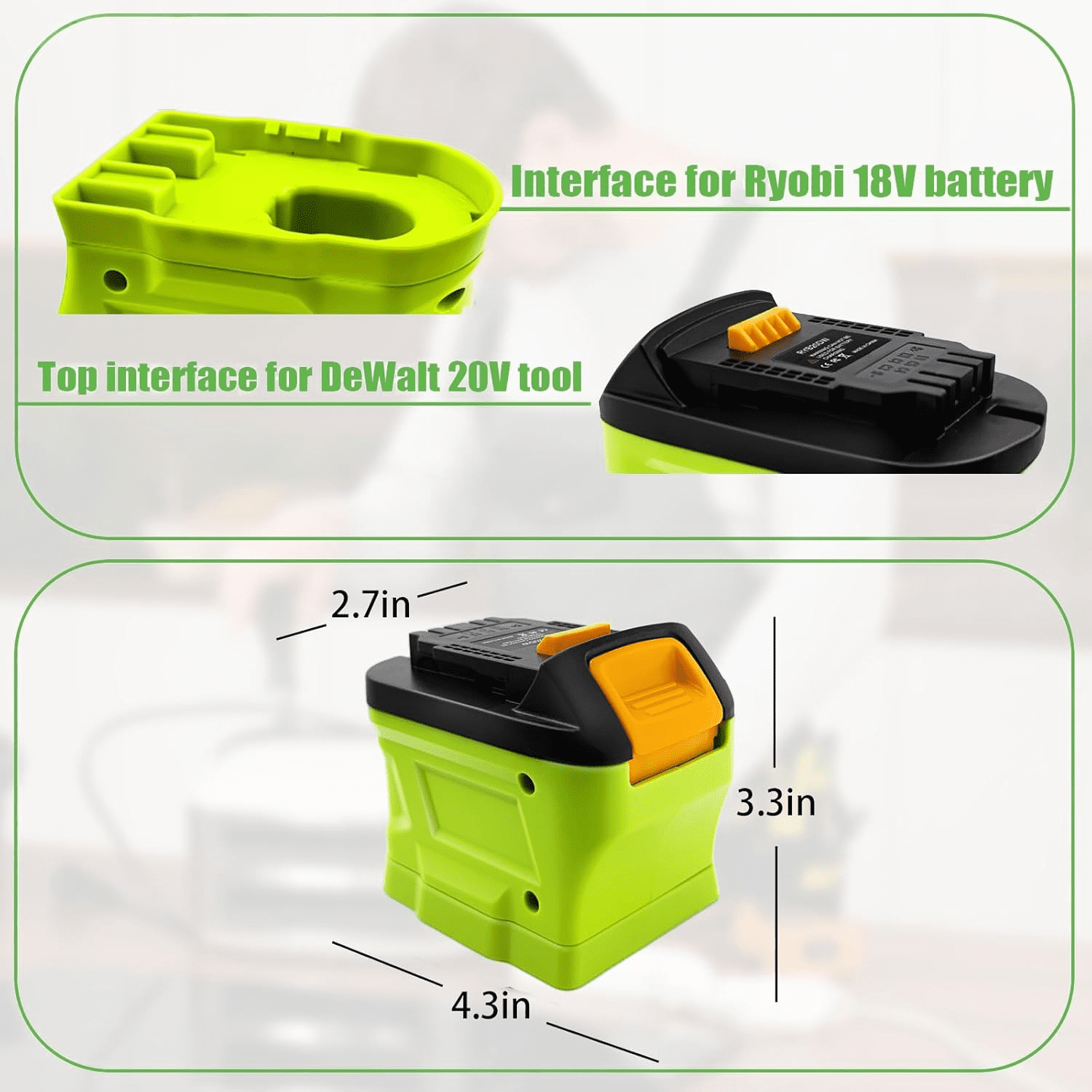 Battery Converter Adapter For Ryo.bi 18V Li-ion Battery Convert to For De*walt 20V Power Tools
