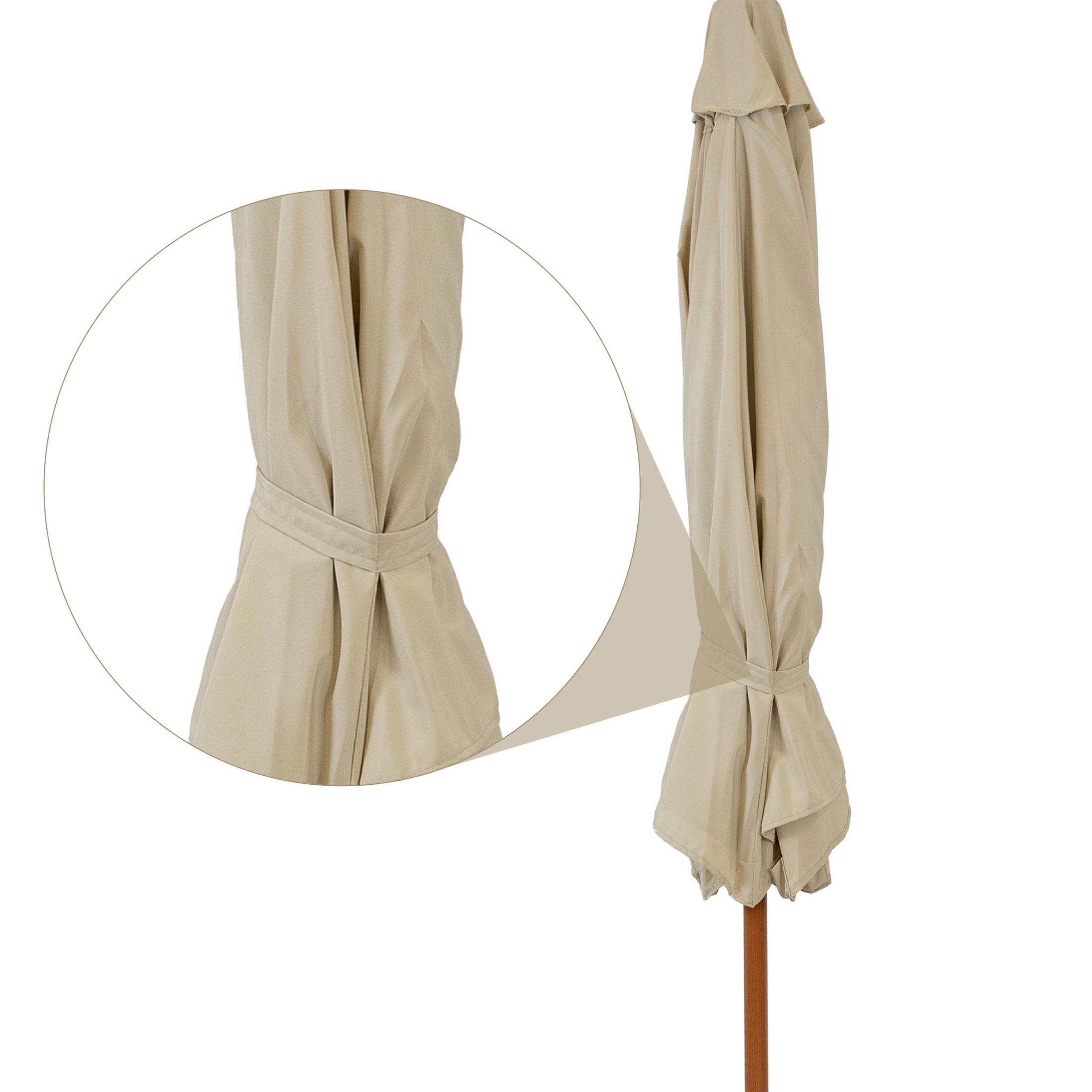 Sunnydaze 8.5 ft Outdoor Patio Umbrella with Push Button Tilt and Crank - Faux Woodgrain Finish - Large Vented Market Umbrella - Beige