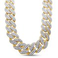thumbnail image 2 of 39.35 Ct Round Cut Lab Created Moissanite Diamond 18MM Two Row Cuban Link Chain Necklace For Men In 14k Yellow Gold Over 925 Sterling Silver, 20" Length, Color : G-H, Clarity : VVS1, 2 of 5