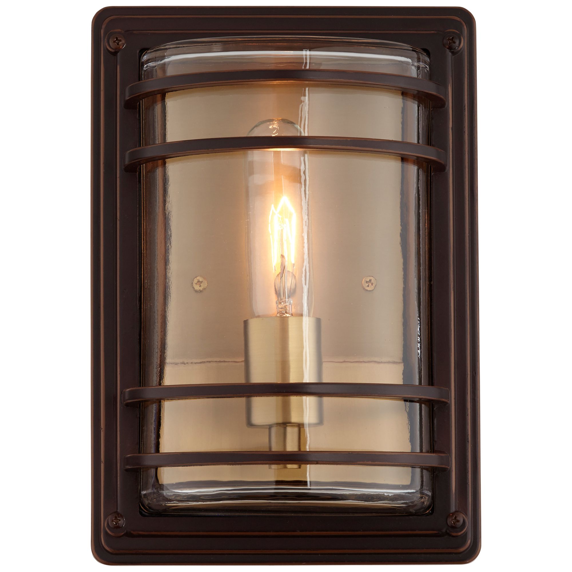 John Timberland Habitat Modern Outdoor Wall Light Fixtures Set of 2 Bronze Brass 11" Clear Glass for Post Exterior Barn Deck House Porch Yard Patio