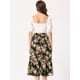 thumbnail image 4 of Falmidi fluicon dobladillo con volantes escalonados y cintuelástiestampapamujer Negro RoFloral L, 4 of 6