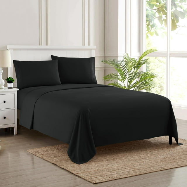 Juego de sábanas Sweet Home Collection, tamaño completo, color negro