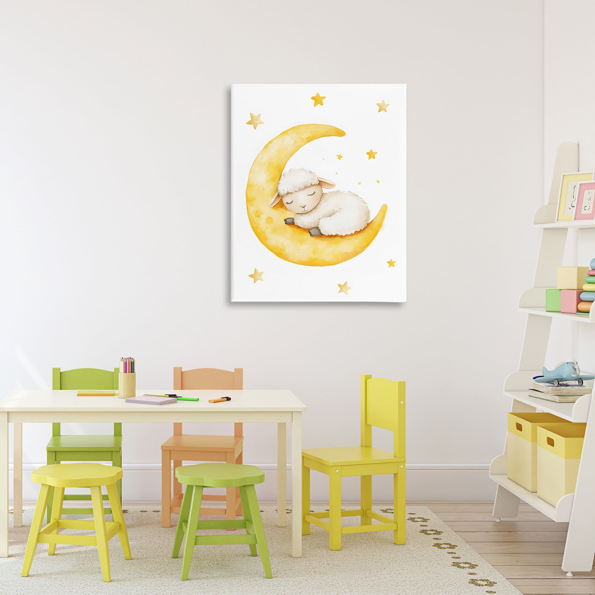Stupell Industries Sleeping Sheep on Yellow Moon Canvas Wall Art, design by LSR Design Studio