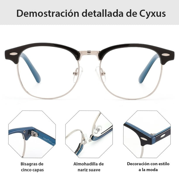 Cyxus Medio Marco Gafas de Luz Azul Hombre Lentes Antireflejantes Gafa para Computadora Anti Fatiga de Ojos 8056T54 Cyxus Style Walmart en linea