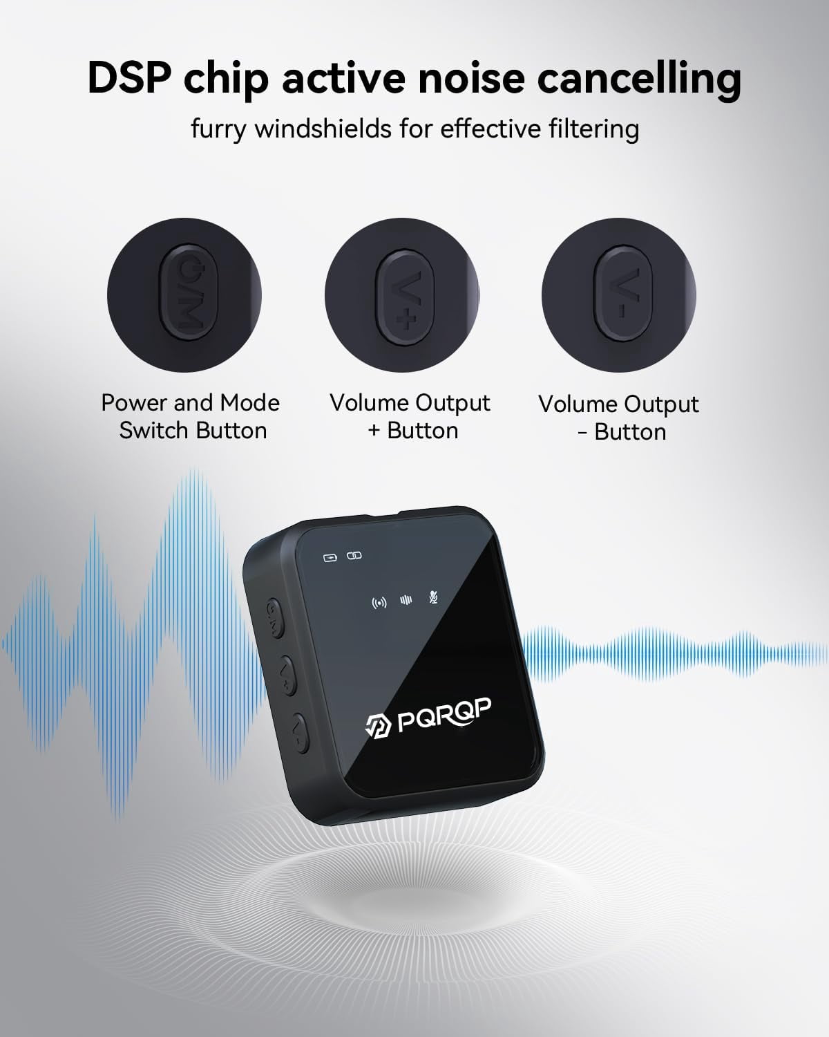 PQRQP Wireless Microphone for iPhone Android – 3 in 1 Lavalier Mic with Noise Cancelling, 328ft Range for Interview Vlog