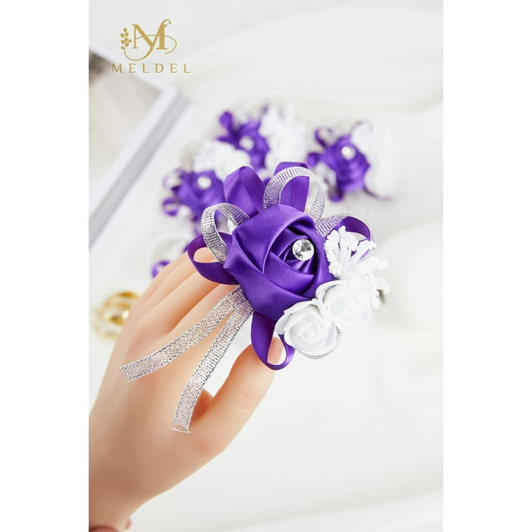 Classic White Open Heart with Purple Corsage Classic White Open Heart with Purple Corsage