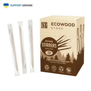 Walbest 100 Pieces 5.5/7.48 Wooden Disposable Stir Stick Biodegradable  Food Grade Multi-functional Wood Coffee Beverage Stirrer Bar Accessories