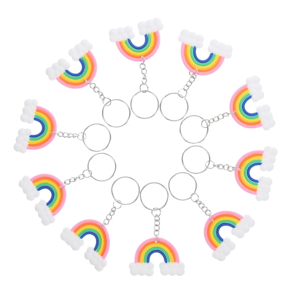 FELTECHELECTR 10Pcs Multi Color Silicone Keyring with Heart Pattern for Car Bag Key Decor