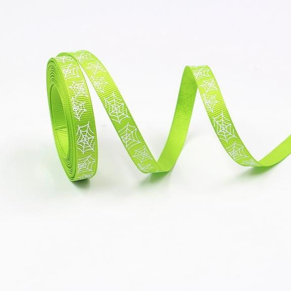 XmhyTop 5 Yards Halloween Ribbon Spider Web Skull Pumpkin Ribbons,for Wreath Home Party DIY Craft Floral Bow Decoration Supplies-Style E