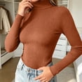 thumbnail image 2 of Women's Turtleneck Ribbed Sweaters Solid Long Sleeve Pullover Tops Slim Fitted Soft Lightweight Winter Fashion Outfits, 2 of 7