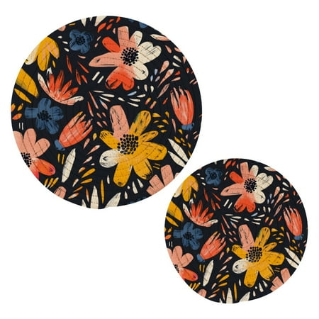 

Abstract Flower Paint Pot Holders Set Trivets Hot Pads Cotton Mats for Cooking