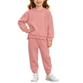 thumbnail image 2 of LvhaoGJOB Little Kids Boys Sweatshirt and Jogger Pants Outfit Set, Pink - fleece fabric, 2 of 7