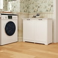 thumbnail image 4 of Jaxpety Double Tilt Out Trash Can Cabinet with Deodorizing Function, 20 Gallon Wooden Kitchen Garbage Can Freestanding Holder, White, 4 of 17