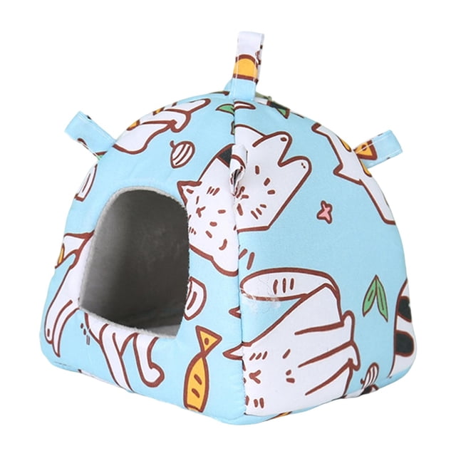 Casita colgante para pájaros, nido para loros, cama acogedora para hámsteres, escondite de mesa para mascotas, accesorio versátil, forrado de felpa, Gato