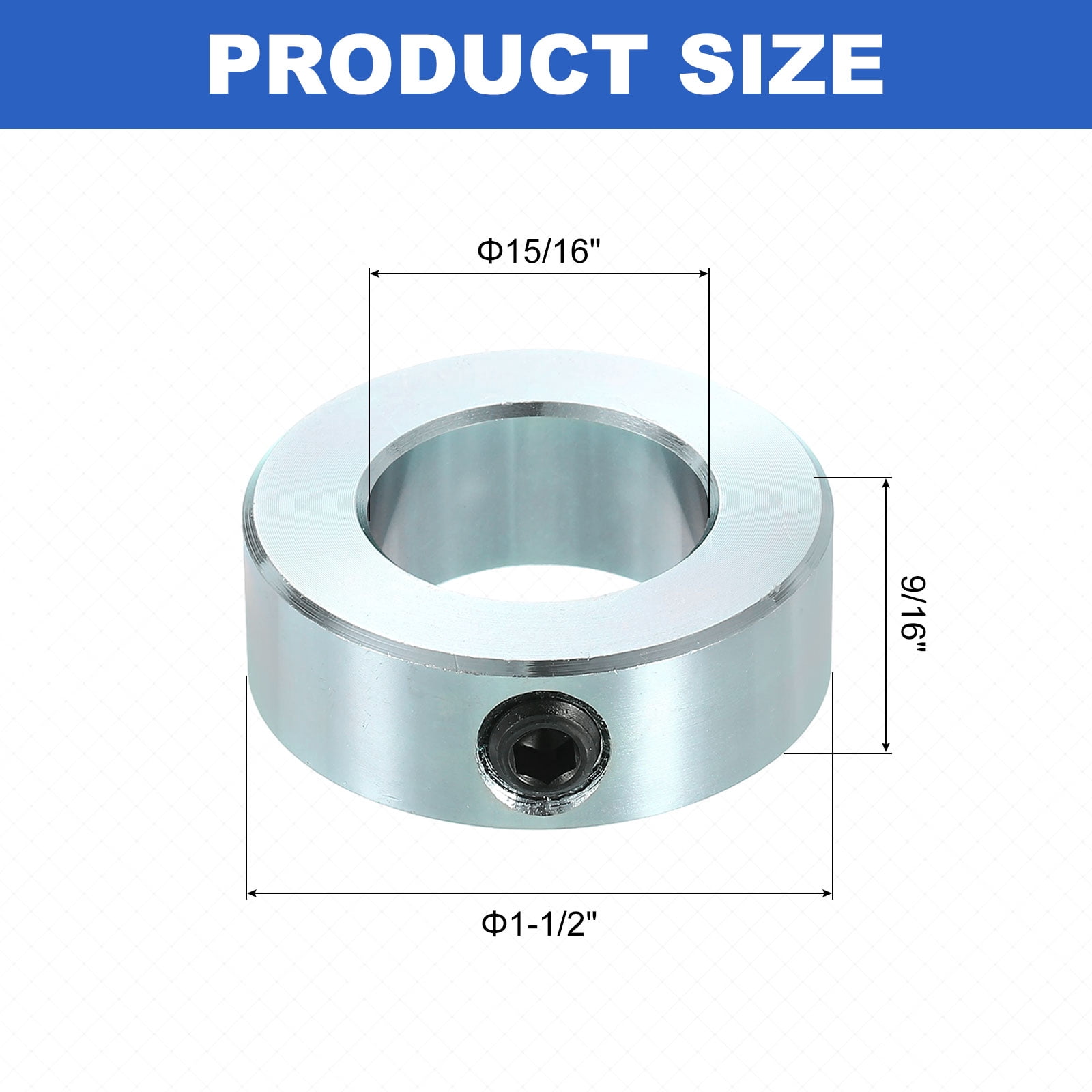 8pcs Set Screw Collars 15/16" Bore Carbon Steel Shaft Collars, 1-5/8" OD, 9/16" Width Lock Axle Collar Clamp