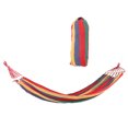 thumbnail image 4 of Hamaca portátil para acampar, ligera, para viajes al aire libre, con barra esparcidora de madera dura, color rojo con rayas de colores, 4 of 8