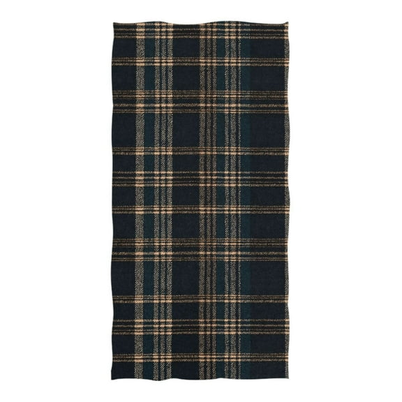 Oversized Beach Towel Extra Large Absorbent Microfiber Bath Towels Soft Quick Drying Dark Green Brown Tartan 74"x37"