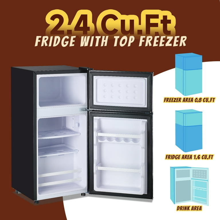 Tacool Mini Fridge, 2.4 Cu. Ft Compact Refrigerator, Dual Door