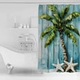 thumbnail image 2 of Tropical Plant Shower Curtain, 72" x 72", Blue Wood Grain Starfish Vintage Nautical Waterproof Bathroom Curtain Washable Shower Curtain Set with 12 Hooks, 2 of 6