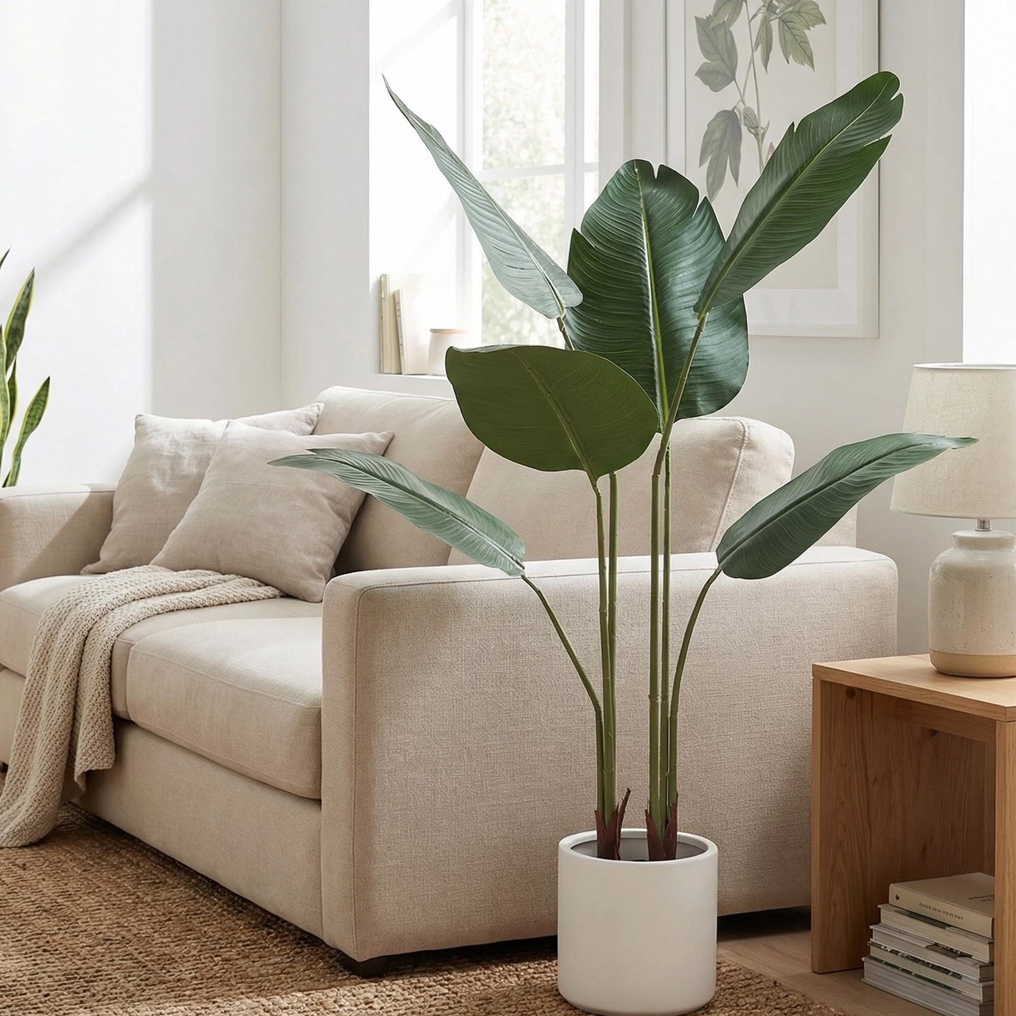 Easy4Home 2 Pack 3.3FT Artificial Plant Fake Tropical Palm Tree Potted Indoor Faux Floor Plant for Home Office Decor, White Pot