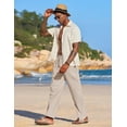 thumbnail image 4 of COOFANDY Men's Casual Linen Summer Beach Pants Lightweight Drawstring Elastic Waist Yoga Trousers, 4 of 9