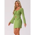 thumbnail image 2 of DARING DIVA Women's Knitted 2 Pieces Outfits V Neck Top and Skirt Sets XS Green, 2 of 6