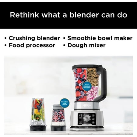 Ninja - Foodi Power Blender & Processor System, Smoothie Bowl Maker & Nutrient Extractor*, 1400WP smartTORQUE 6 Auto-iQ - Silver