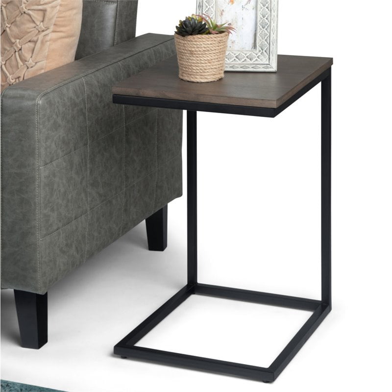 Simpli Home Thorpe Solid Mango Wood C Shaped End Table In Warm Gray Walmart Com Walmart Com