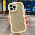 thumbnail image 6 of for iPhone 13 Pro Max Case Bling Glitter Curly Wave Frame Shape Soft TPU Shockproof Cute Phone Case for iPhone 13 Pro Max 6.7 Inch Women Girl Yellow, 6 of 13