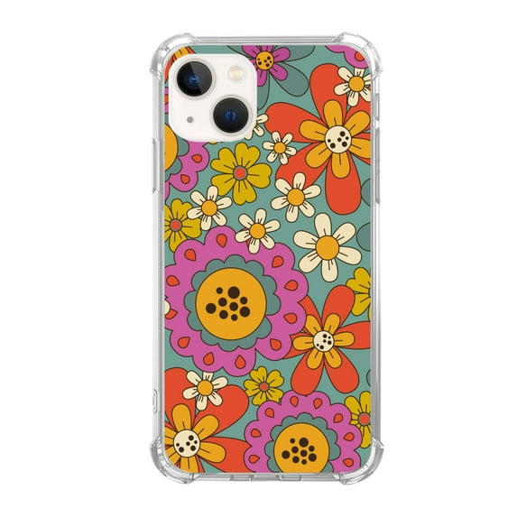 Retro Flower Case Compatible with iPhone 14,Unique Art Design TPU Bumper Cover Case