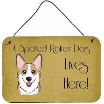 Carolines Treasures BB1501DS812 Sable Corgi Spoiled Dog Lives Here Wall and Door Hanging Prints