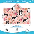 thumbnail image 2 of Boston Terrier Dog and Flower Florals Hooded Bath Towel，60"x35" for Ages 3 To 12 Kids, Quick Dry Lightweight Soft Microfiber Hood Beach Towel Cover Up for Kids, 2 of 7