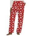 thumbnail image 5 of UAMVSH Women's Comfy Pajama Pants Heart Printed Wide Leg Lounge Pants Soft Flannel Fleece Warm Pj Bottoms with Pockets, 5 of 5