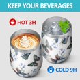 thumbnail image 4 of 12oz Stemless Wine Tumblers White Butterfly Blue Flower Pattern Vacuum Insulated Stainless Steel Travel Tumbler Cups Mug with Lid and Straw for Champaign,Cocktail,Beer with Cleaning Brush, 4 of 5