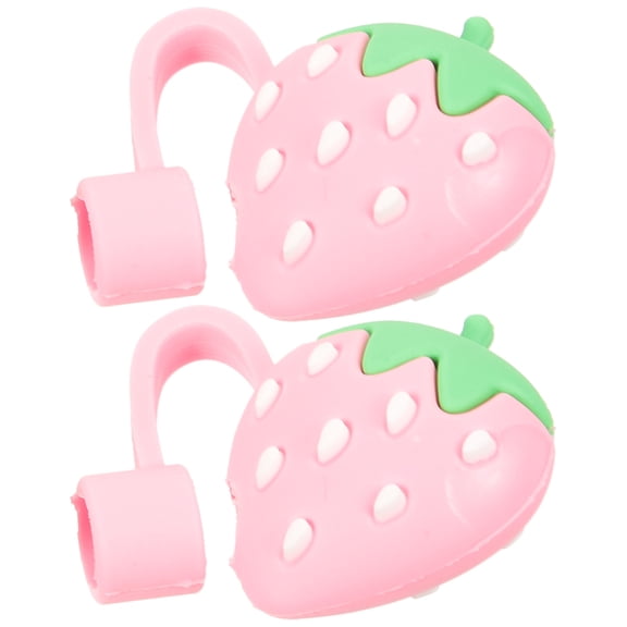 ibasenice 2-Pack Cartoon Style Silicone Straw Caps Leakproof Covers for Outdoor Picnic and Drink