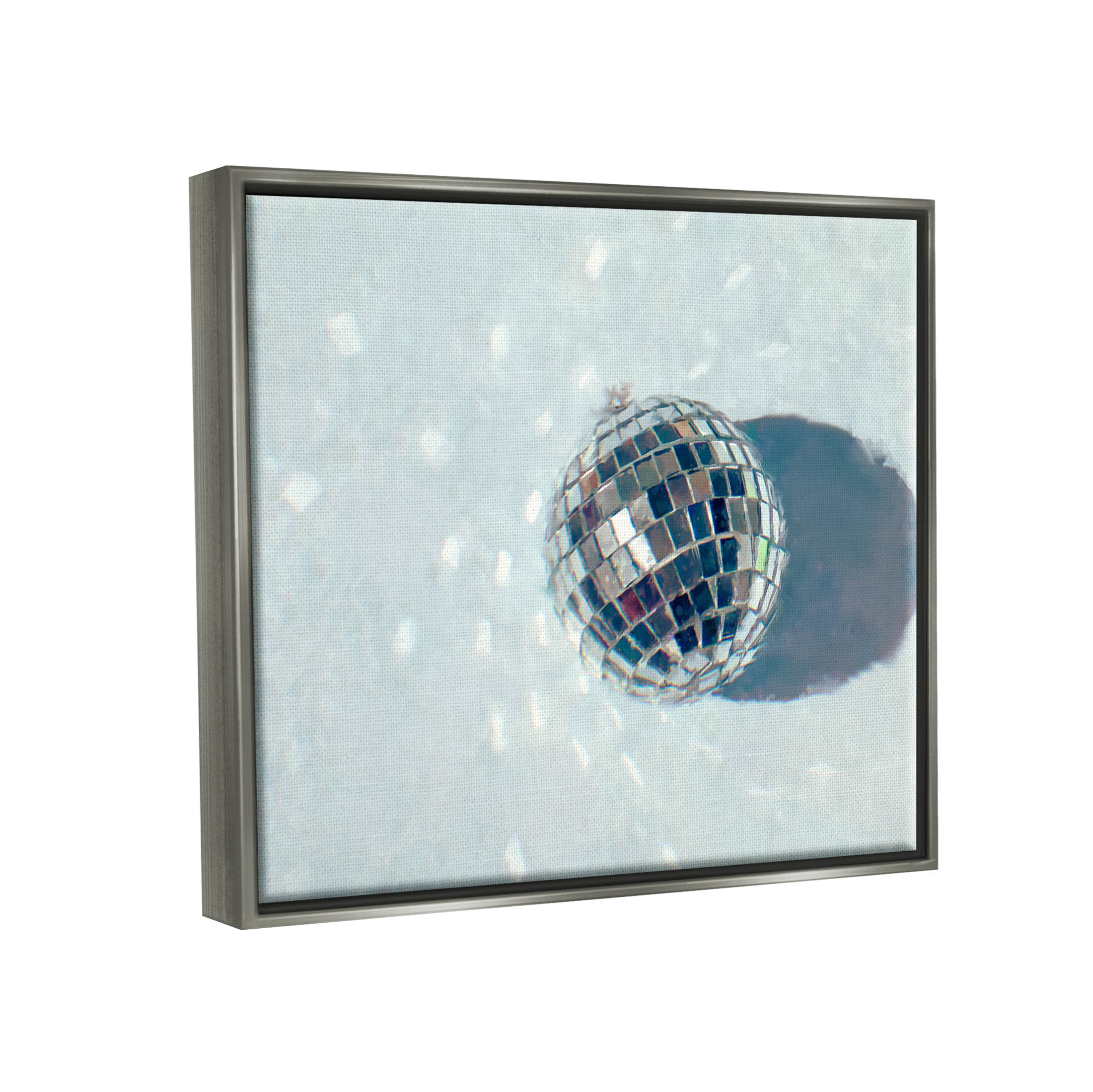 Stupell Industries Disco Ball Glimmer Reflection Graphic Art Luster Gray Floating Framed Canvas Print Wall Art, Design by Ziwei Li