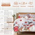 thumbnail image 6 of Winter Christmas Comforter Set Queen Size, Snowman Deer Red Christmas Balls Pine Trees Soft Bedding Set for Man Woman, 4 Pieces Duvet Cover Set with Fitted Sheet, 2 Pillowcases, 6 of 9