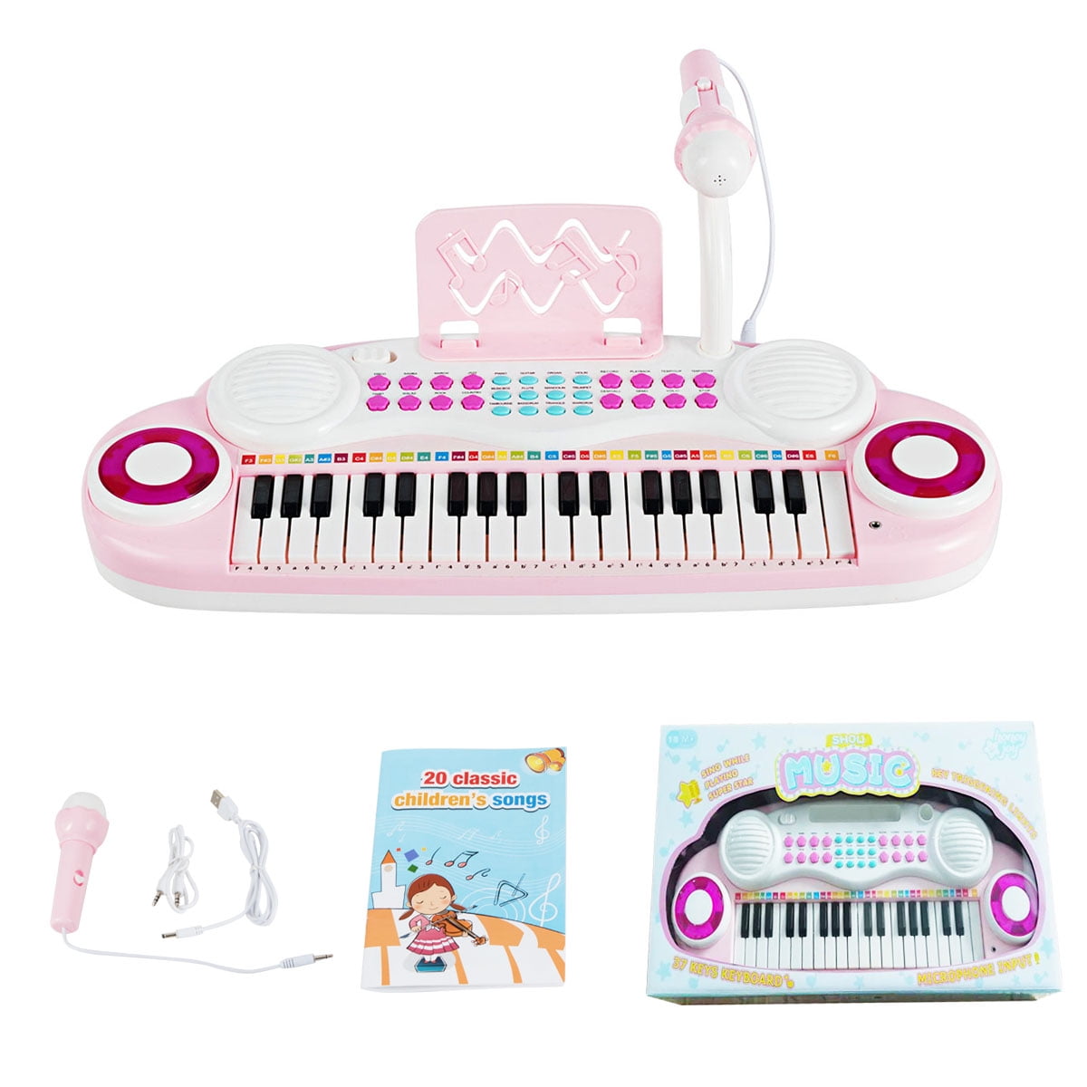 Costway 37Key Toy Keyboard Piano Electronic Musical Instrument Pink