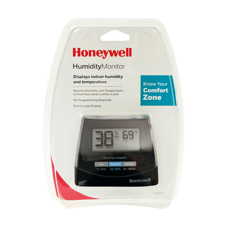 Honeywell Humidity Monitor with LED Display and Temperature Reading,  HHM10B, Black 